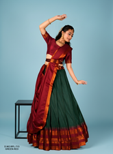 Woven Design Round Neck Zari Silk Half Saree & Unstitched Blouse With Dupatta RPL-713