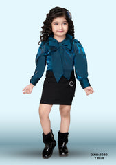 Girls Midi/knee Length Party Dress D.no:4040 O Pink, T Blue, Wine