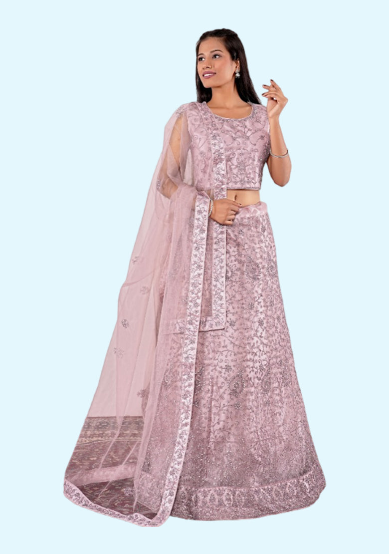 Embroidered Semi Stitched Lehenga Choli (Mosh)