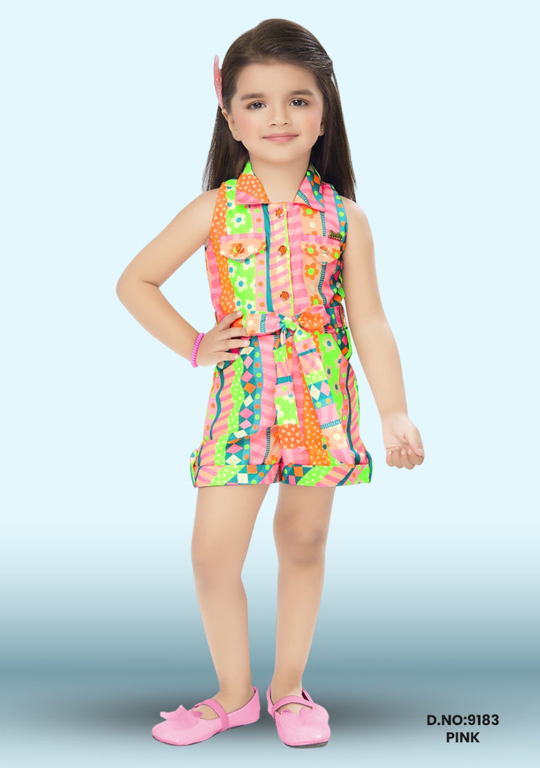 Green Girls Fancy Dress D.no:9183 Pink