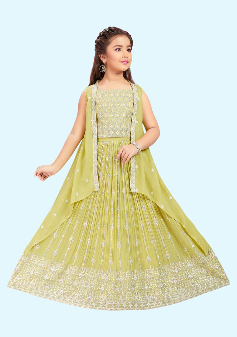 Readymade kids dresses beautiful girls Light Blue and Light Green western wear collection