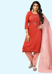 Women Cotton Blend Kurta Pant Dupatta Set