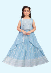 Readymade kids dresses beautiful girls Light Blue and Light Green western wear collection