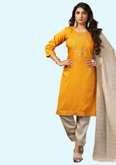 Women Cotton Blend Kurta Pant Dupatta Set