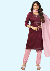 Women Cotton Blend Kurta Pant Dupatta Set