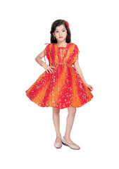 Enchanting Zigzag Patterned Sequin &amp; Mirror Embroidered Silk Frock for Girls