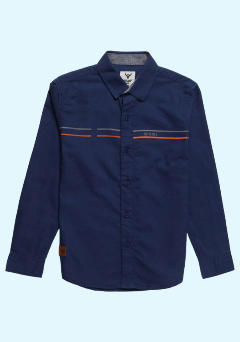 Cotton Party Wear Kids Plain Blue Shirts