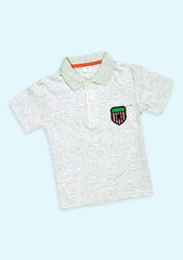 Toddler Baby Boys Lapel Stripe Short Sleeves T-Shirt Button Bear Embroidery Infant Polo Pullover Little Kids Tops