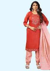 Cotton Blend Women Kurta Pant Sets with Dupatta