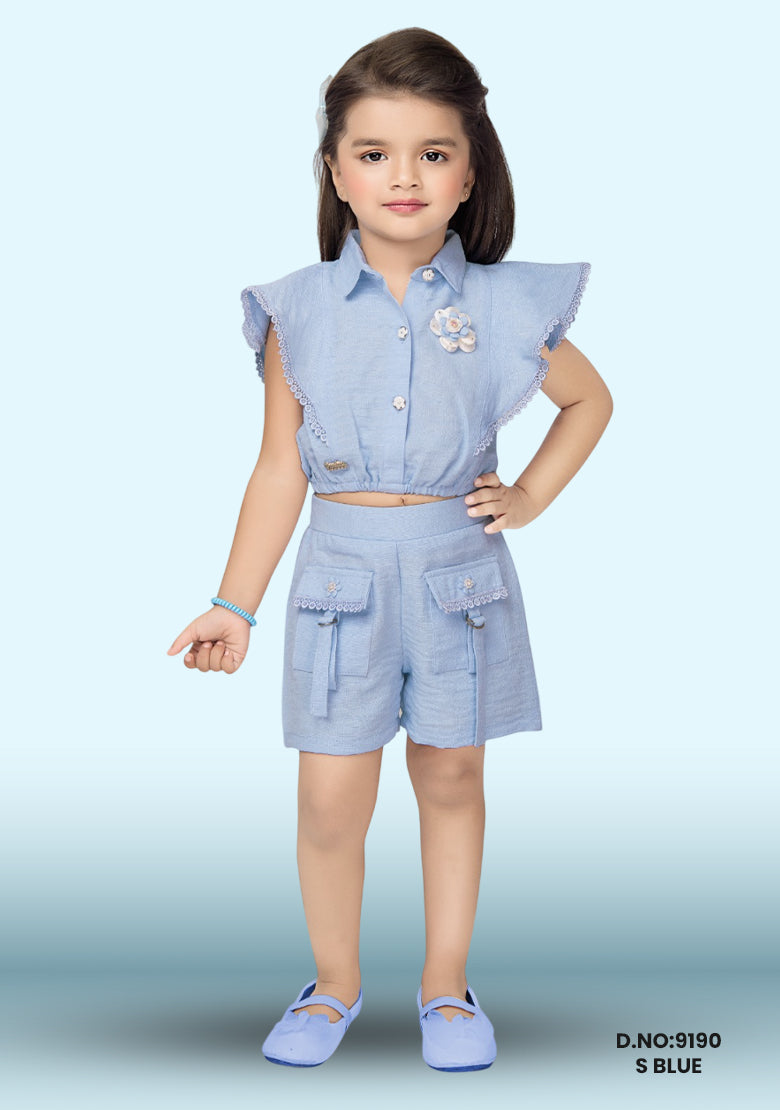 Solid Girls Jumpsuit D.no:9190 S Blue, Lemaon