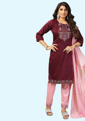 Cotton Blend Women Kurta Pant Sets with Dupatta