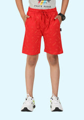 Short For Boys Casual Printed Pure Cotton  (Red, Pack of 1)