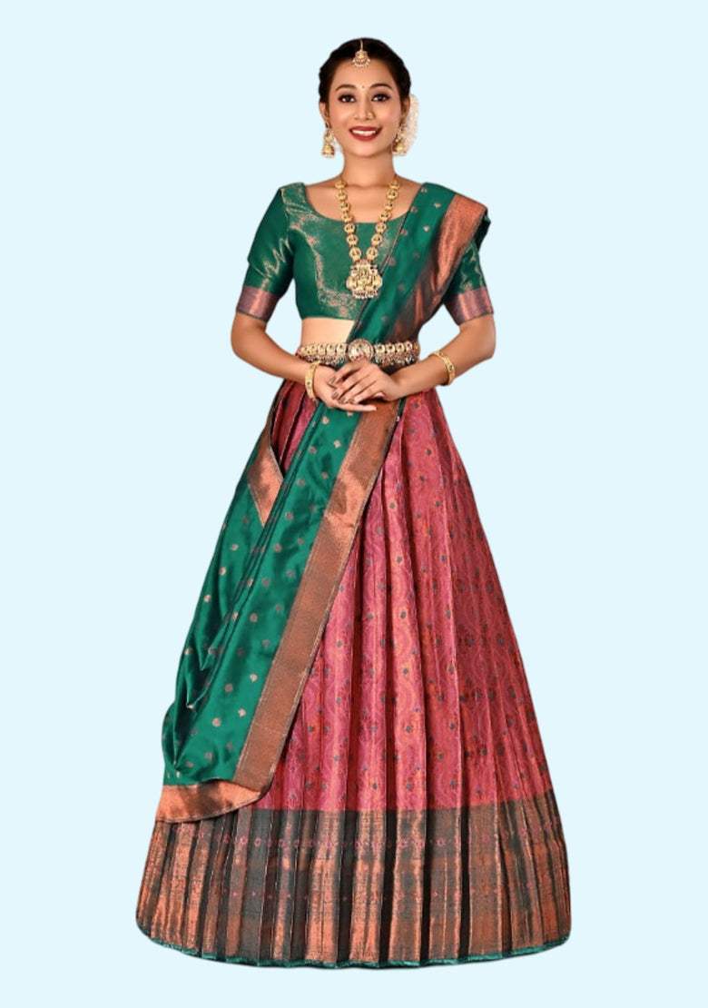 Multicolor New Semi Stitiched Banarasi Lehenga Choli