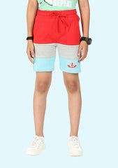 Short For Boys Casual Printed Pure Cotton  (Red-Grey, Pack of 1)