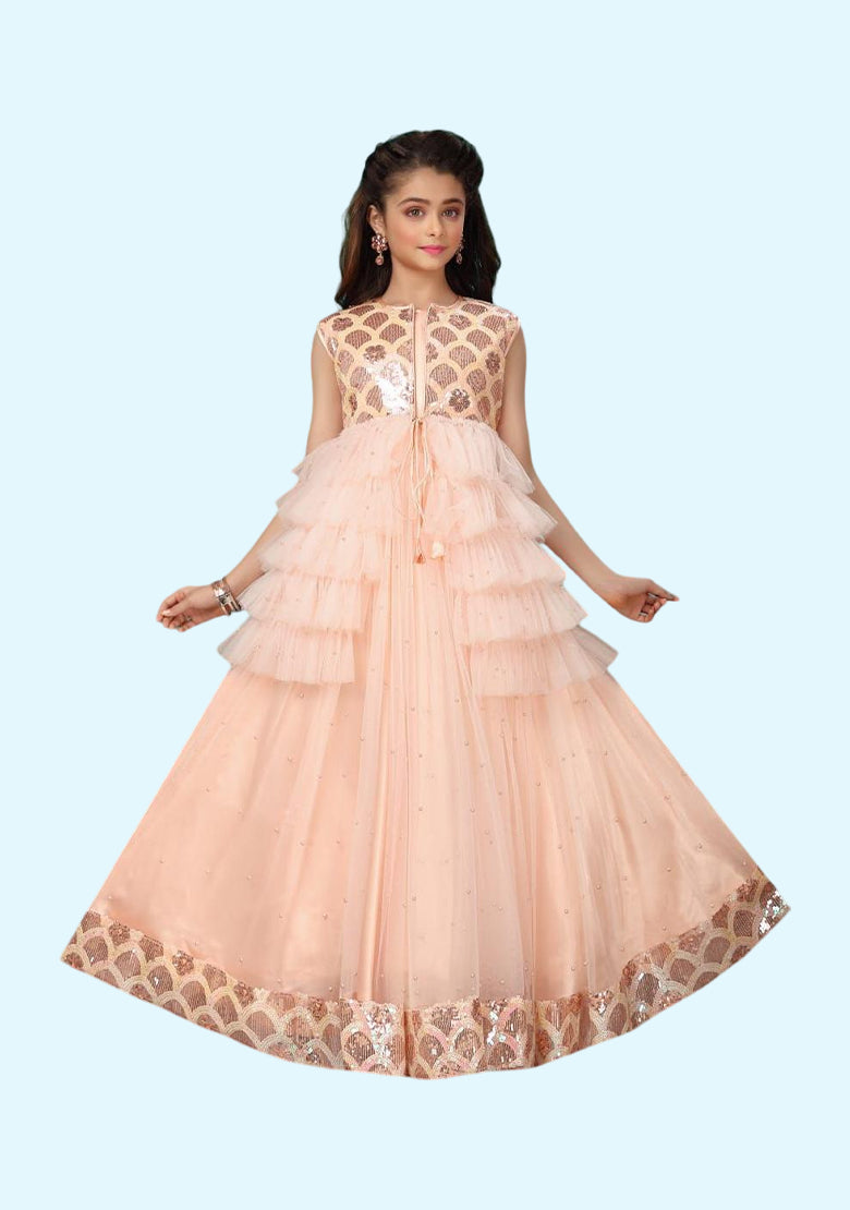 Readymade kids dresses beautiful girls Light Pink western wear collection