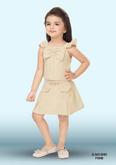 Linotex Girls Party Combo Dress D.no:9181 Fone, O Pink, Yellow