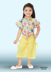 Girls Stylish Top And Palazzo Pant Set D.no:9148 Yellow