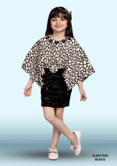 Girls Above Knee Party Dress D.no:7126 Black