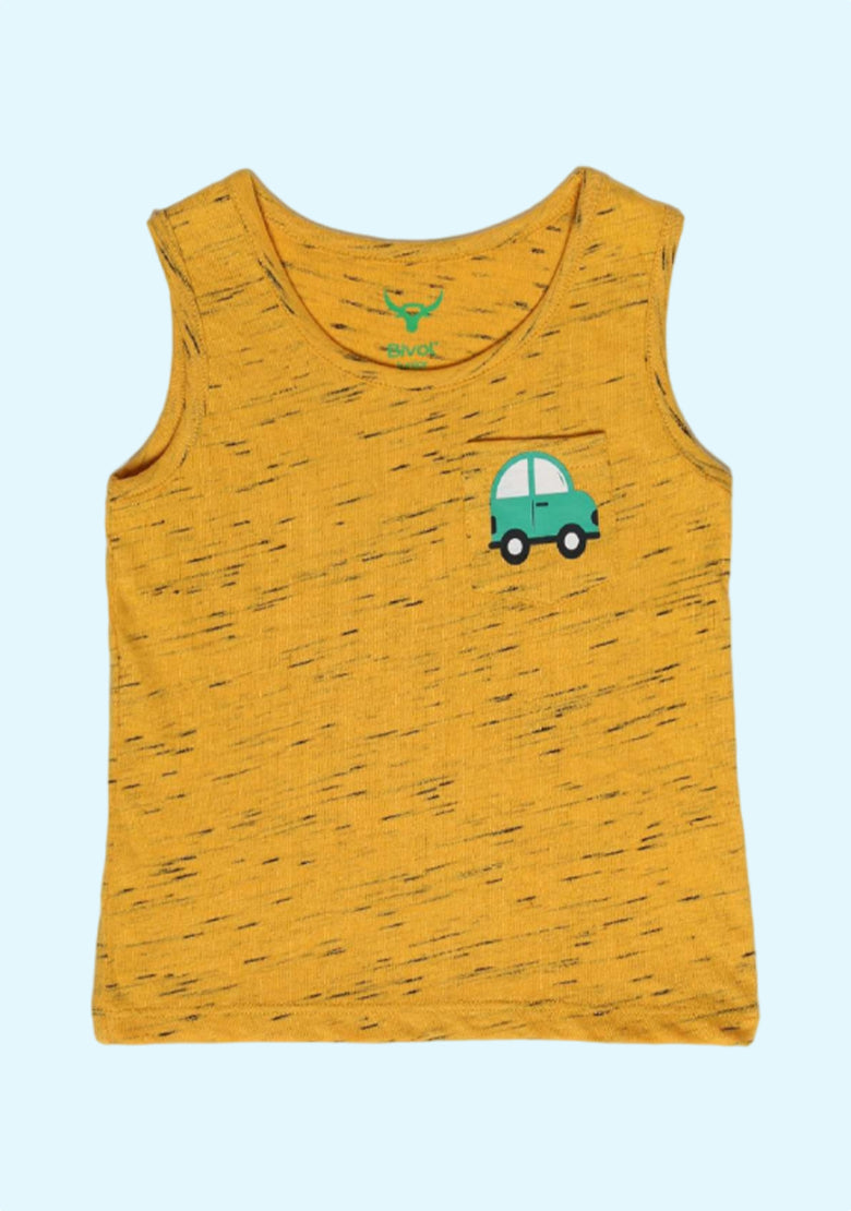 Graphic Print Sleeveless Yellow T-shirts