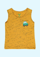 Graphic Print Sleeveless Yellow T-shirts