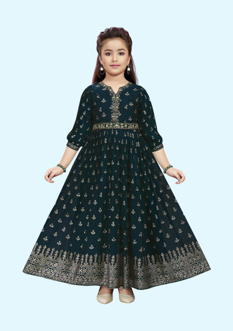 Readymade kids dresses beautiful girls Green western wear collection