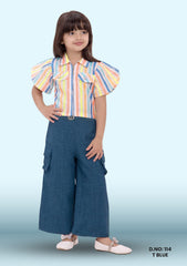 Girls Casual Polyester Shirt Style Top D.no: 114 T Blue
