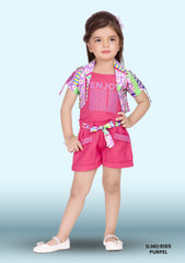 3pis With Hot Pant Set D.no:9185 Purpel