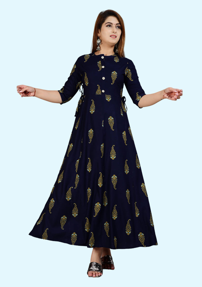 Women Printed Viscose Rayon Anarkali Kurta