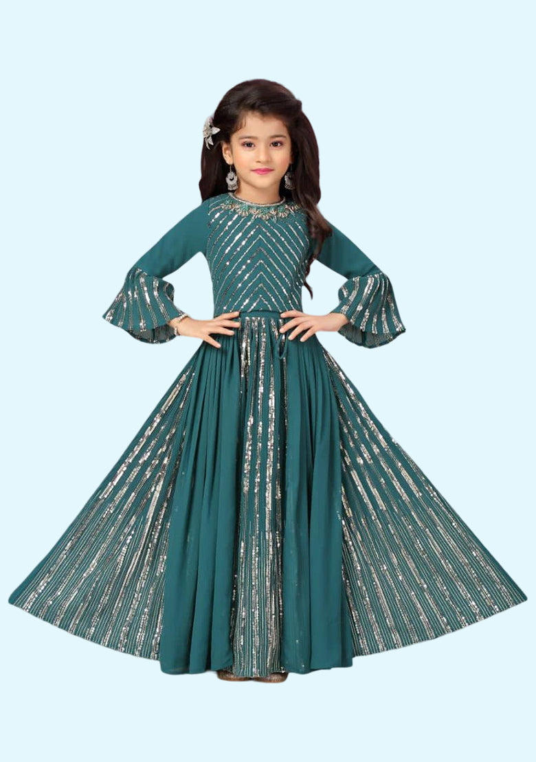 Heavy Georgette Festive Wear Wholesale Kids Gown Collection