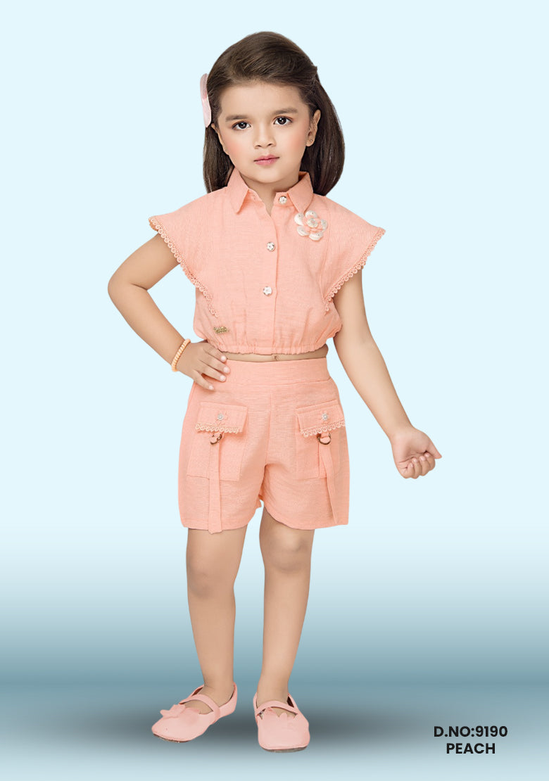 Baby Girls Party(Festive) Top And Pant D.no:9190 Peach