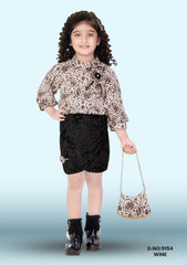 Animal Print Exclusive Party Dress For Girls D.no:9154 Wine, Pista