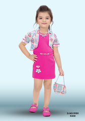 Stylish Pink Terry Rayon Dress For Girls D.no:9180 Rani