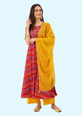 Bandhani Printed Anarkali Kurta with Dupatta