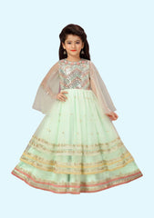 Light Green Fancy Wear Kids Gown Collection