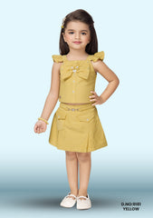Linotex Girls Party Combo Dress D.no:9181 Fone, O Pink, Yellow