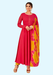 Women Georgette, Crepe Kurta Dupatta Set