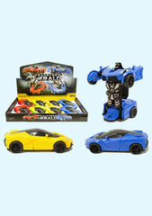 16 Pieces Transformer Robot Car Friction Powered - Action Figures & Robots