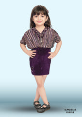 Embellished Fit & flare Girls Dresses D.no:2733 Purple