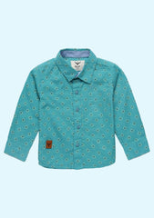 Micro Print Shirt with Patch Pocket