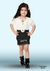 Girls Embellished Velvet Sheath Dress D.no:2958 White