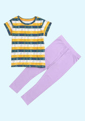 Girls Casual T-shirt Legging  (Yellow,Green,White)