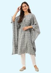 Women Printed Chanderi Kaftan Kurta