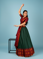 Woven Design Round Neck Zari Silk Half Saree & Unstitched Blouse With Dupatta RPL-713