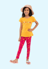 Girls Casual T-shirt Legging (Yellow)