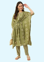 Women Printed Chanderi Kaftan Kurta