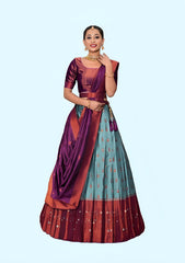 New Semi Stitiched Banarasi Lehenga Choli