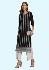 Women Printed Viscose Rayon Straight Kurta