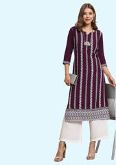 Women Printed Viscose Rayon Straight Kurta