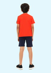 Boys Active Crew Neck T-Shirt with Navy Shorts