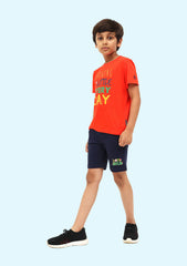 Boys Active Crew Neck T-Shirt with Navy Shorts